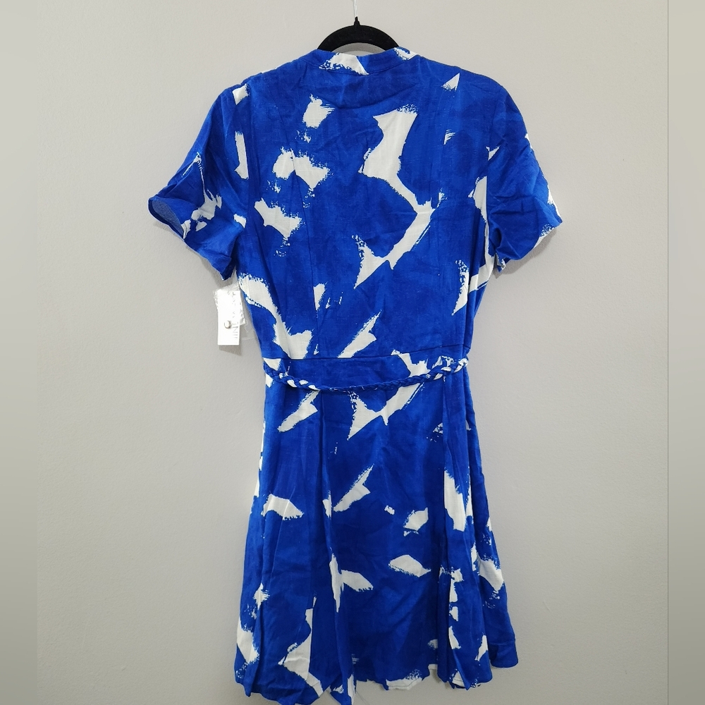 NWT Nine West Abstract Blue and White Dress - Picture 2 of 6